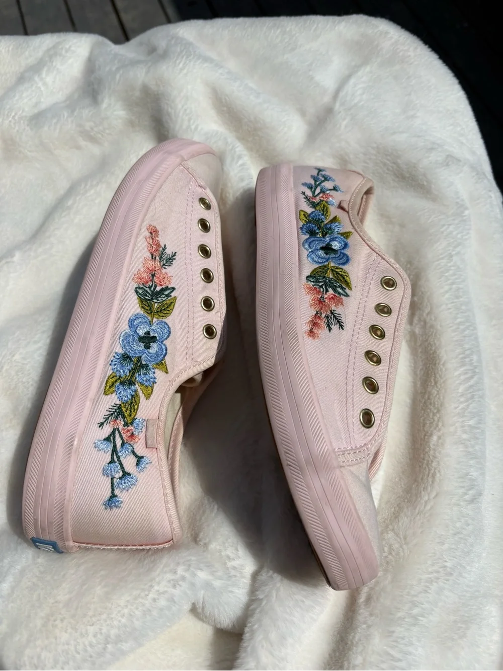 Keds x Rifle Paper Co Floral Embroidered Platform Sneakers Size 8.5 Canvas Shoes